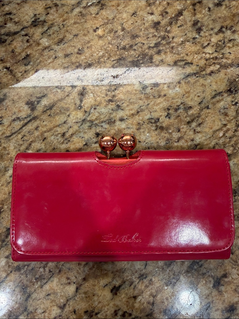 Ted Baker pink Patent Clasp Wallet